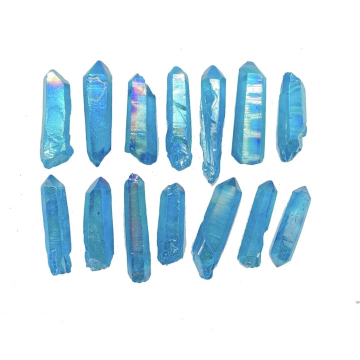 Raw Aqua Aura Quartz Points | Natural Healing and Energy Crystals