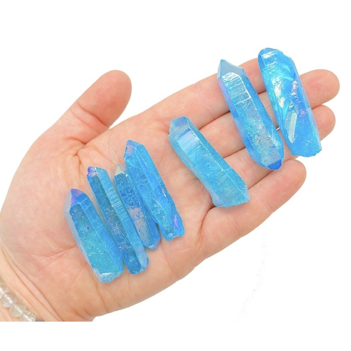 Raw Aqua Aura Quartz Points | Natural Healing and Energy Crystals