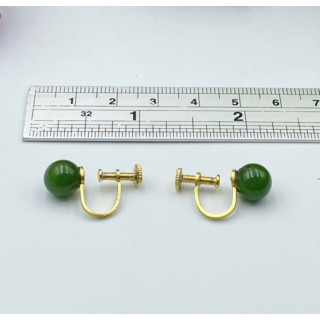 Green and Black Nephrite Jade Earrings - AAA Quality, Natural