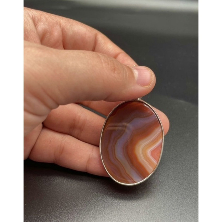 Red Agate Silver Pendant Necklace | Natural and Unique