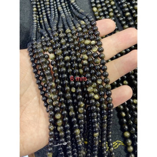 Natural Golden Obsidian Bead Strand - Round, Various Sizes