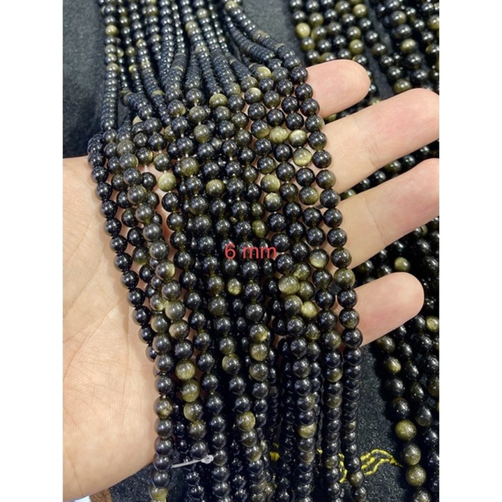 Natural Golden Obsidian Bead Strand - Round, Various Sizes