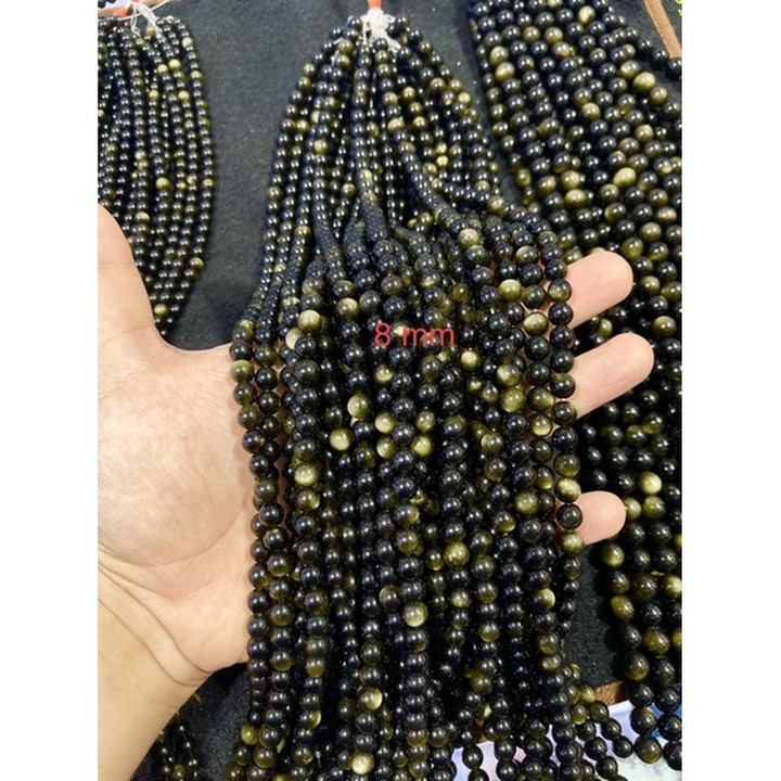 Natural Golden Obsidian Bead Strand - Round, Various Sizes