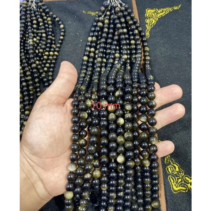 Natural Golden Obsidian Bead Strand - Round, Various Sizes