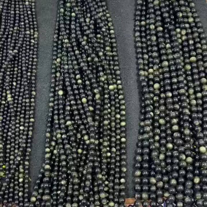 Natural Golden Obsidian Bead Strand - Round, Various Sizes