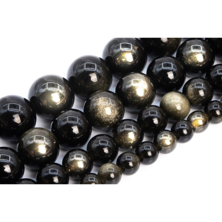 Natural Golden Obsidian Bead Strand - Round, Various Sizes