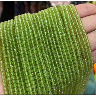 Natural Peridot Beads: 15.5cm Faceted and Polished