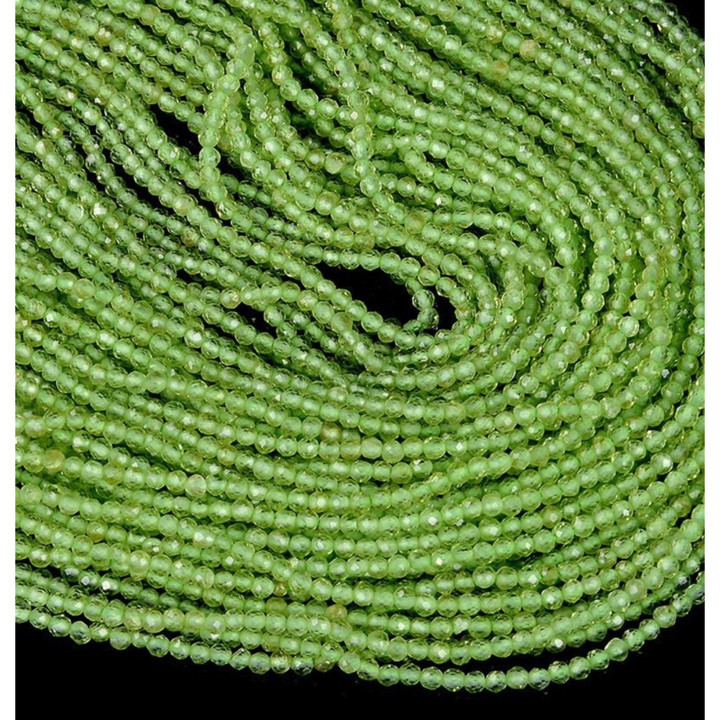 Natural Peridot Beads: 15.5cm Faceted and Polished