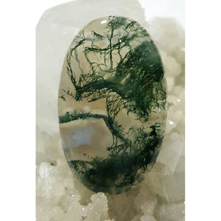 Natural Moss Agate Cabochon - Unique Stone for Jewelry Making