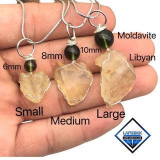 Handmade Libyan Desert Glass and Moldavite Tektite Pendant