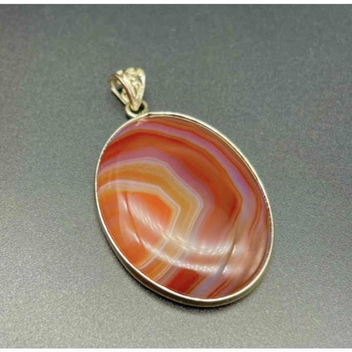 Red Agate Silver Pendant Necklace - Authentic Gemstone Jewelry