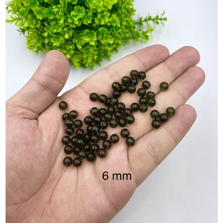 Natural Moldavite Beads: Tektites, Czech Origin (6-10mm)
