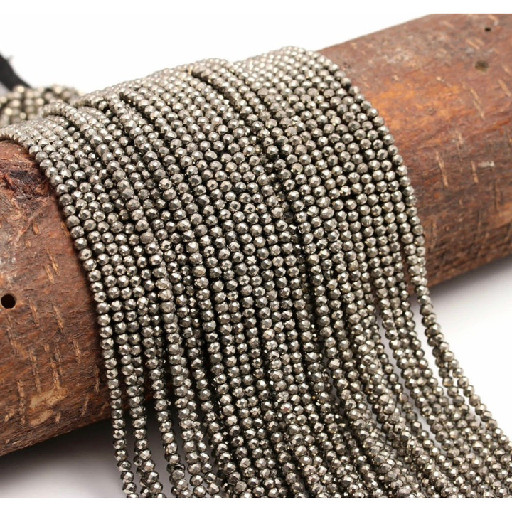 Natural Pyrite Beads - 15.5cm, 2-3mm Facets for Jewelry Making