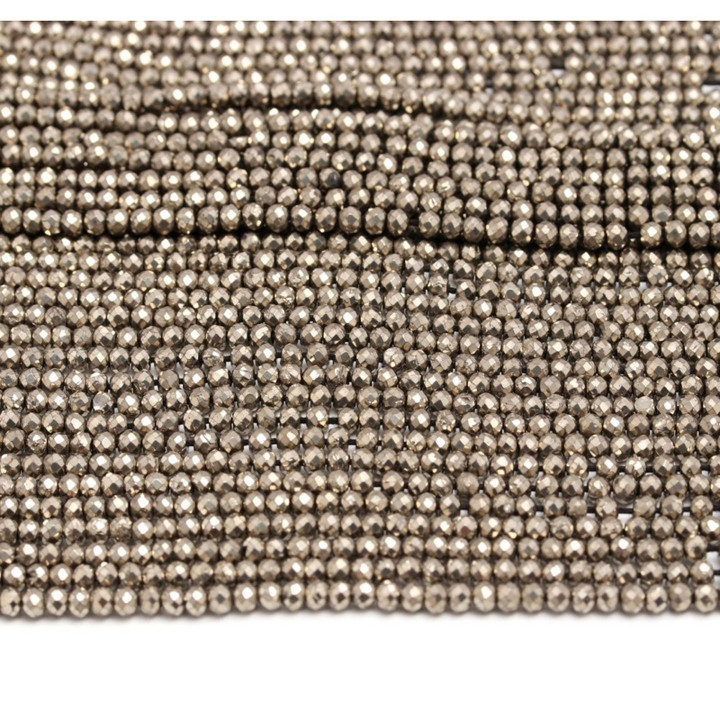 Natural Pyrite Beads - 15.5cm, 2-3mm Facets for Jewelry Making