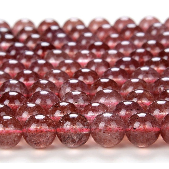 Genuine Strawberry Quartz Beads - 1 Strand, Mixed Sizes