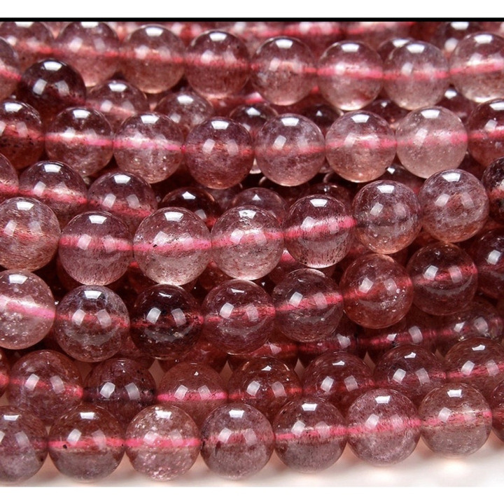 Genuine Strawberry Quartz Beads - 1 Strand, Mixed Sizes