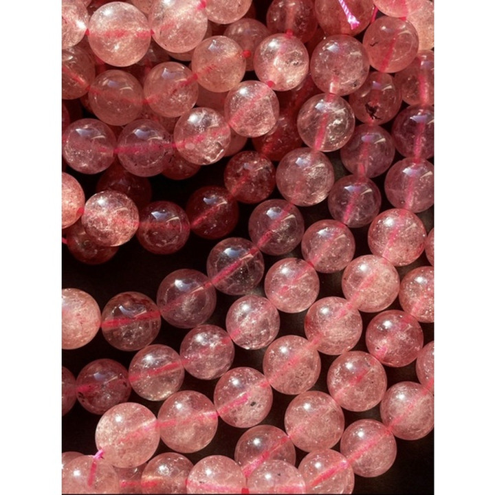 Genuine Strawberry Quartz Beads - 1 Strand, Mixed Sizes