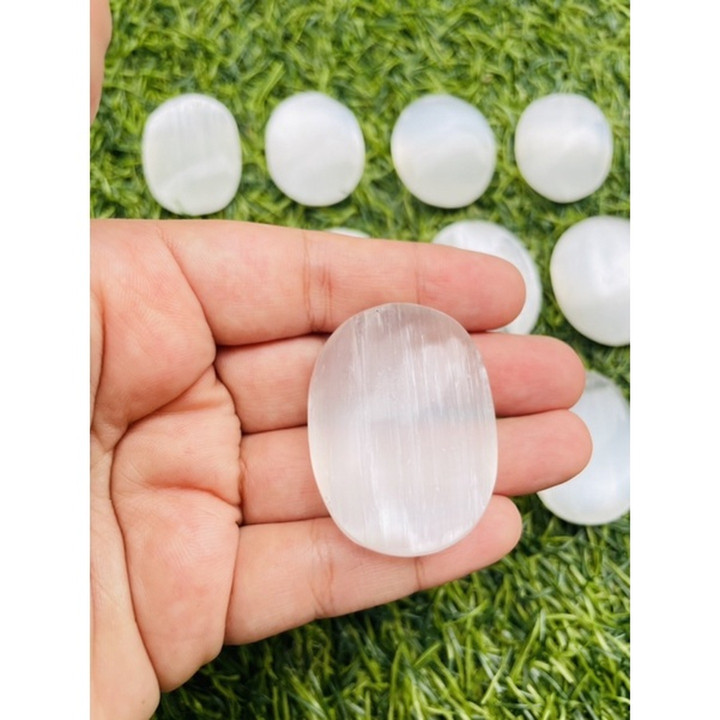Selenite Crystal Palm Stone | Morocco Chakra Healing