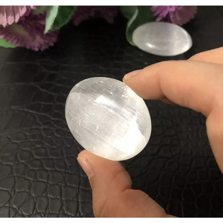 Selenite Crystal Palm Stone | Morocco Chakra Healing