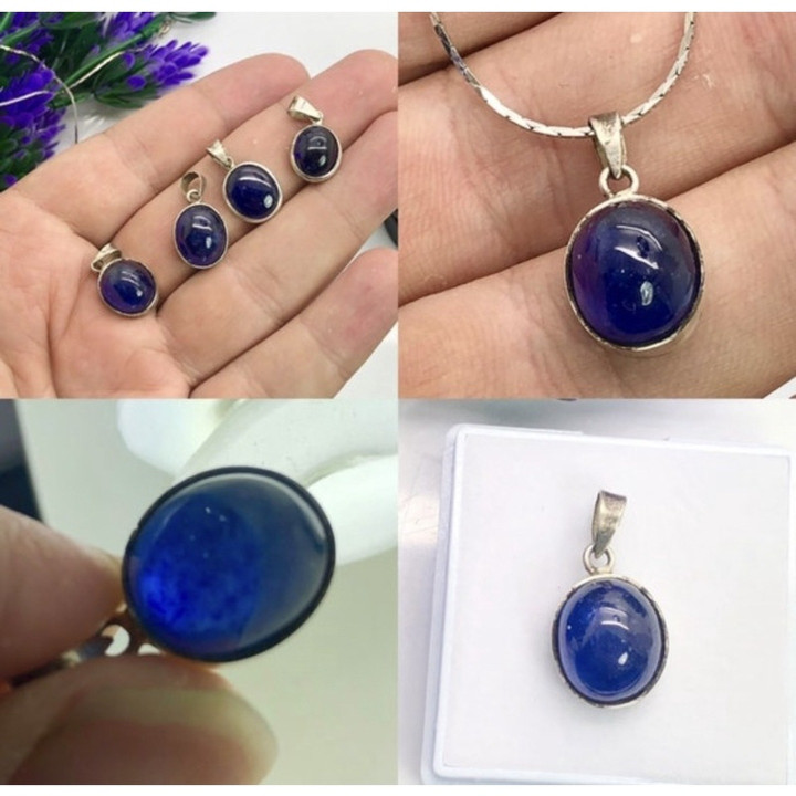 Blue Sapphire 925 Silver Pendant - Natural Gemstone Jewelry