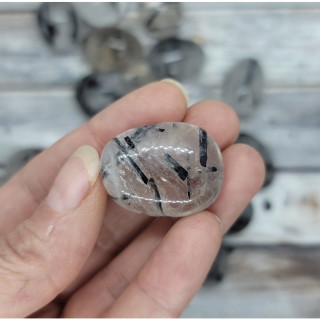 Black Rutail Quartz Tumble Stone - Natural Healing Crystal