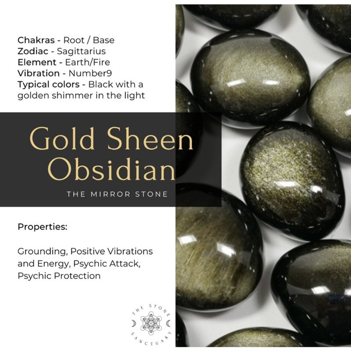 Golden Sheen Obsidian: Grounding Protection Stone | High Quality