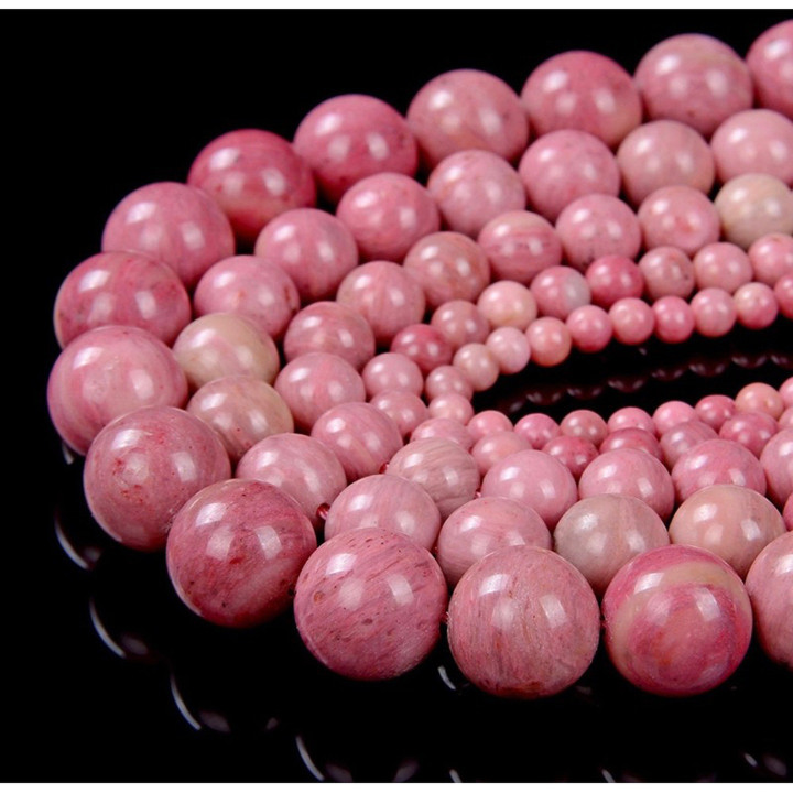 Natural Rose Pink Rhodonite Beads (6-11mm) - 1 Strand