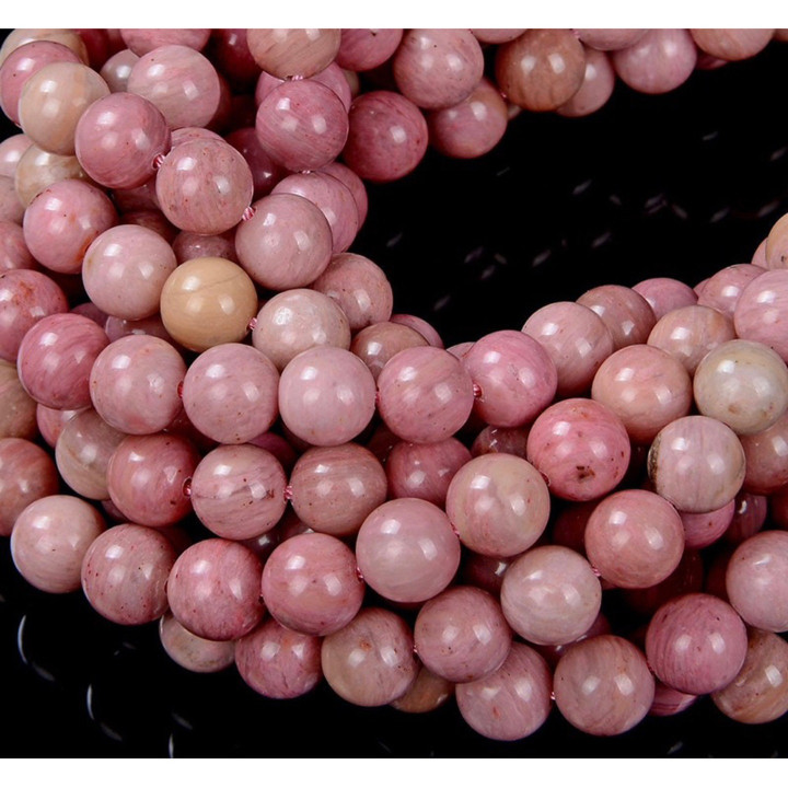 Natural Rose Pink Rhodonite Beads (6-11mm) - 1 Strand