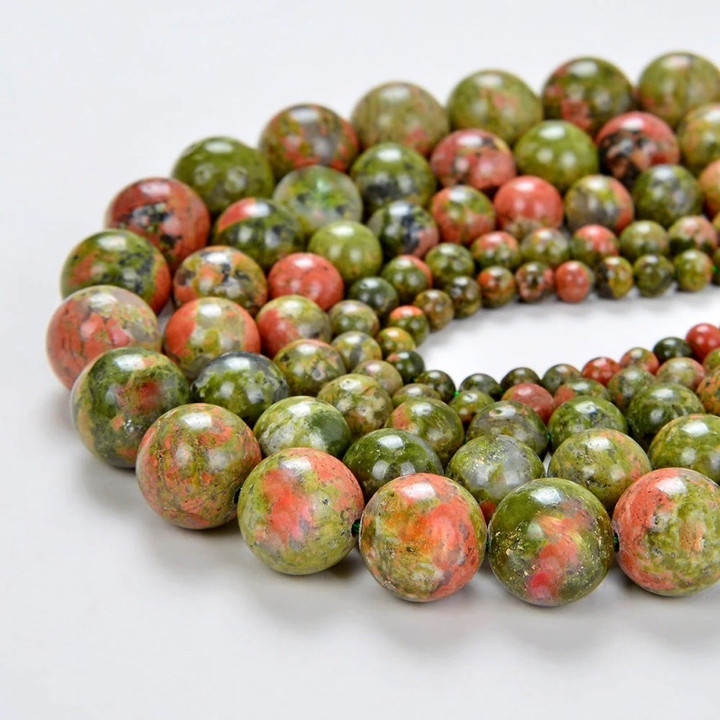Unakite Beads - Natural Stone for Jewelry Making (6-12mm)