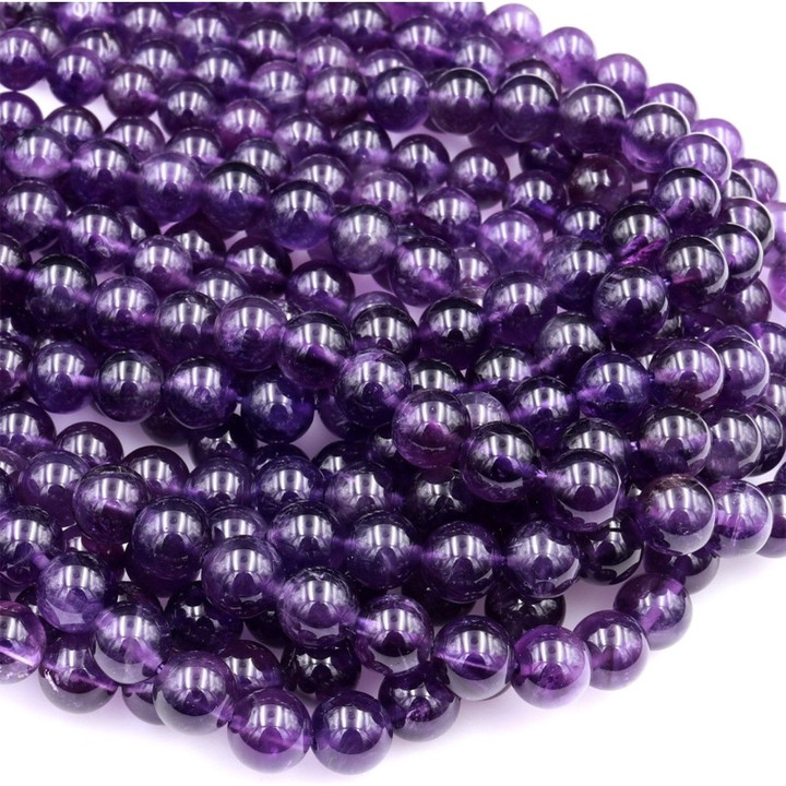 Amethyst Beads: Natural Stone, Round Shape, Various Sizes