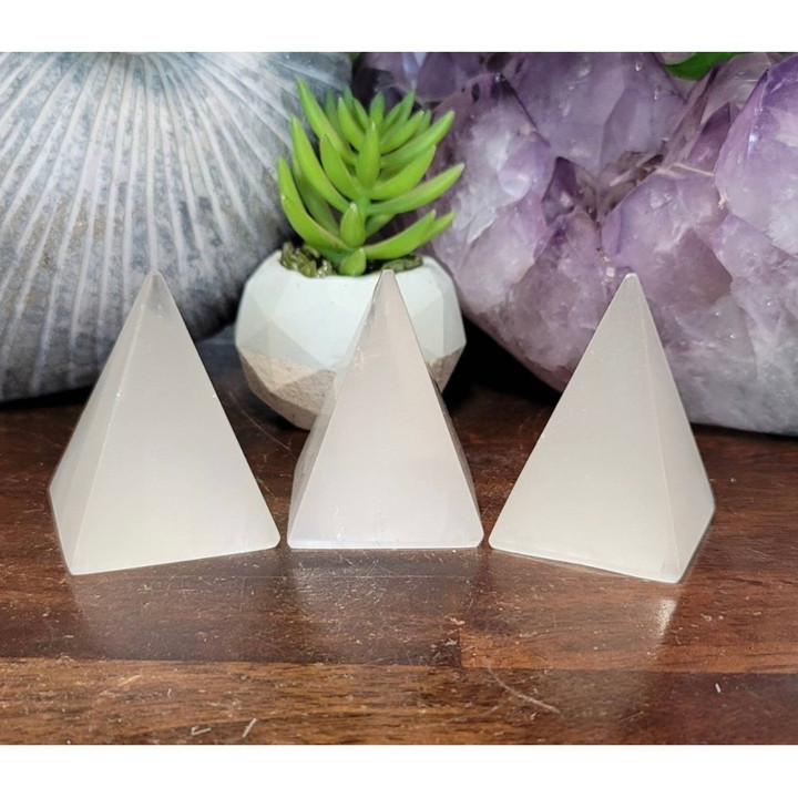Selenite Pyramid: Natural Large Crystal for Energy and Clarity