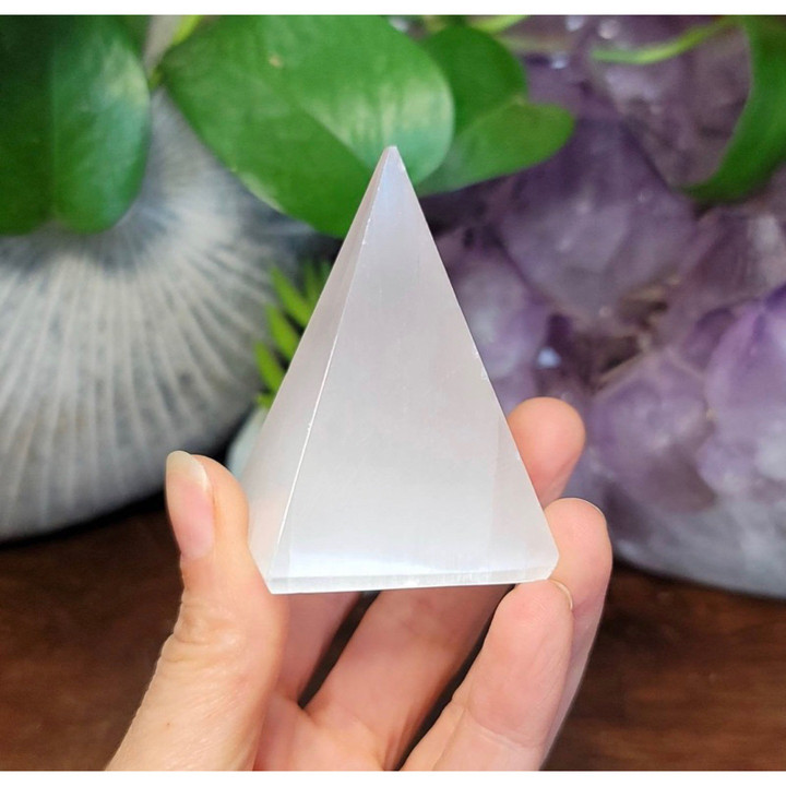 Selenite Pyramid: Natural Large Crystal for Energy and Clarity