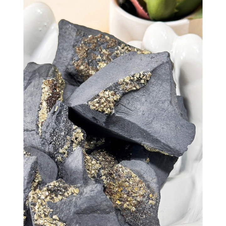 Protective Shungite and Pyrite Specimen - EMF Defense