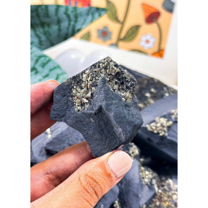 Protective Shungite and Pyrite Specimen - EMF Defense
