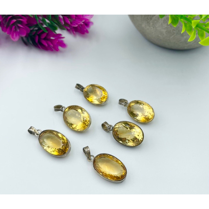 Natural Citrine Gemstone Pendant | 925 Sterling Silver