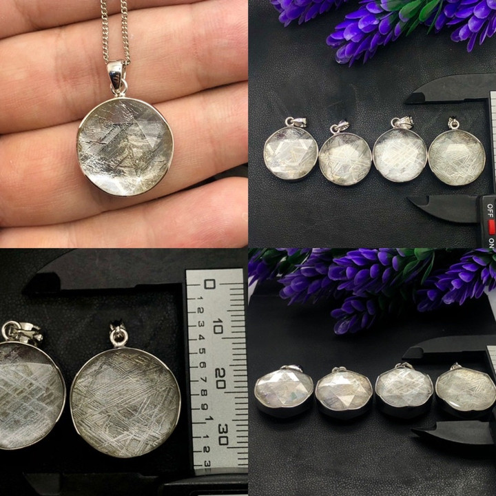 Gibeon Meteorite Pendant - Sterling Silver, 20mm