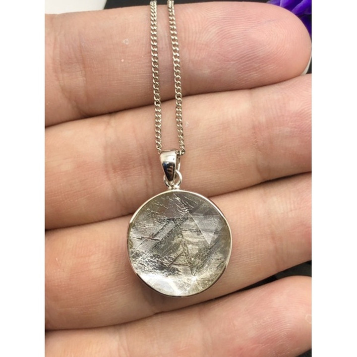 Gibeon Meteorite Pendant - Sterling Silver, 20mm
