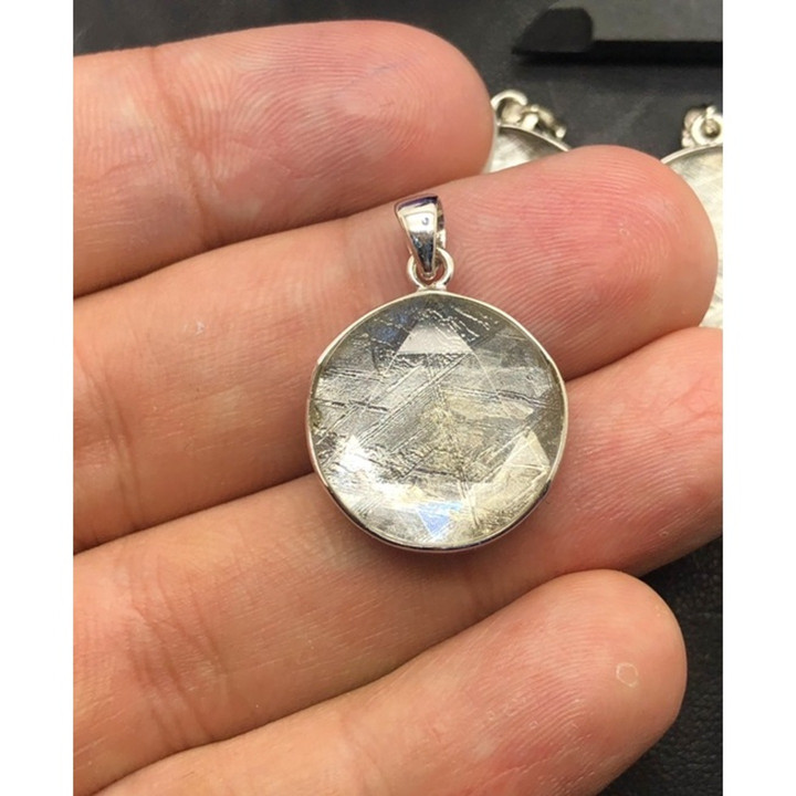 Gibeon Meteorite Pendant - Sterling Silver, 20mm