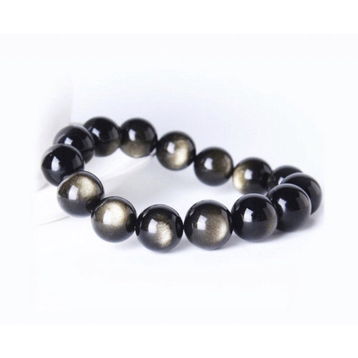 Golden Obsidian Bead Bracelet | Natural Healing Crystal Jewelry