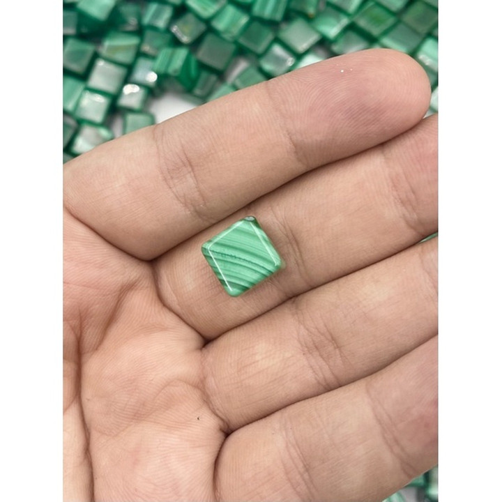AAA Malachite Cube, 10mm, Jewelry Making, Half-Drilled