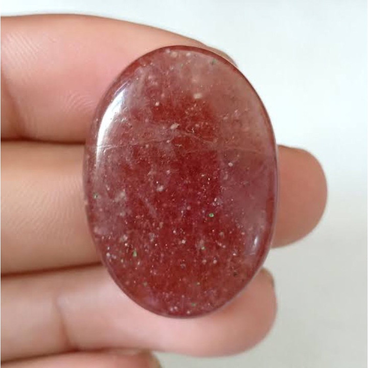 Natural Strawberry Quartz Cabochon Stone - Polished Gemstone for Jewelry and Healing