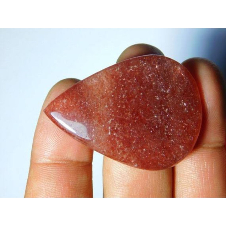 Natural Strawberry Quartz Cabochon Stone - Polished Gemstone for Jewelry and Healing