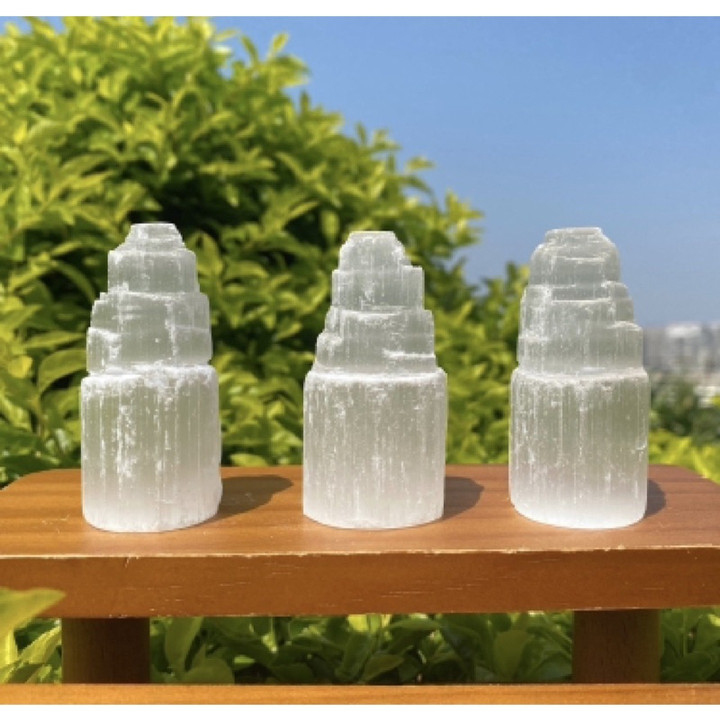 Selenite Tower and Point for Energy Cleansing and Protection