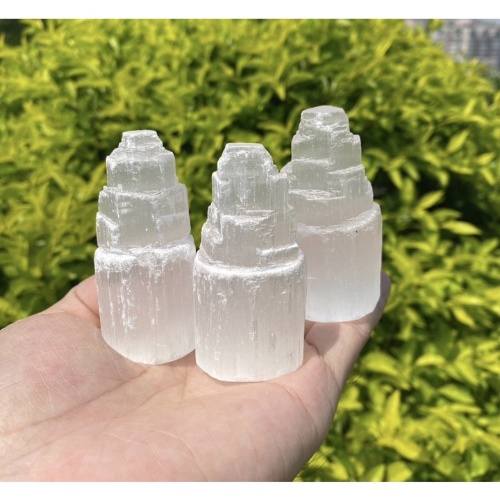 Selenite Tower and Point for Energy Cleansing and Protection