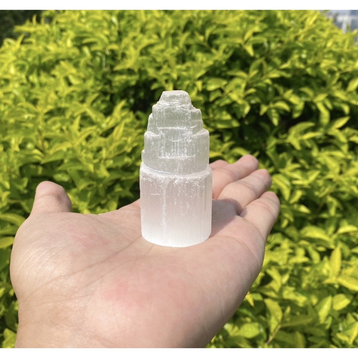 Selenite Tower and Point for Energy Cleansing and Protection