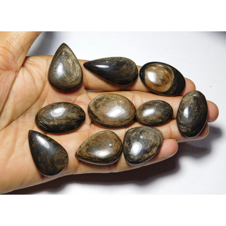 Natural Copper Sheen Obsidian Cabochon Stone (2-3cm) - Chakra Healing