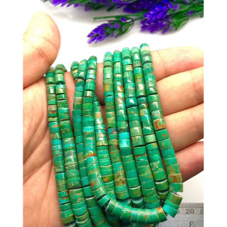 Genuine Kingman Turquoise Heishi Necklace - Dark Green Beauty