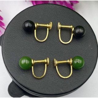 AAA Natural Jade Earrings - Green and Black Nephrite Jewelry