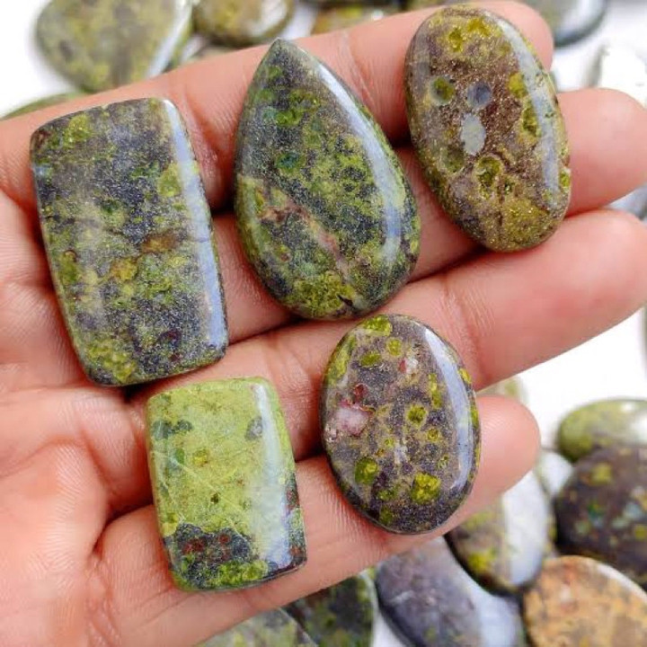 Natural Epidote Cabochon (2-3cm) - High Quality, Healing Crystal