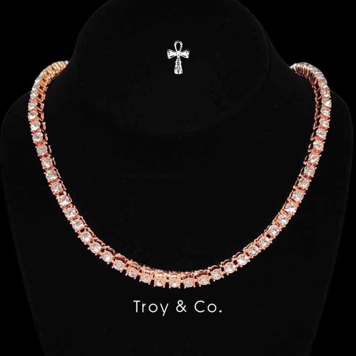 Iced Out Tennis Chain Necklace | Cuban Style with CZ Diamonds